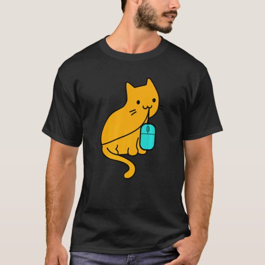 T-shirt Chat programmeur joueur mangeant une souris de jeu (Devant)