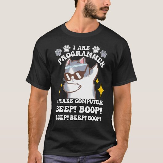 T-shirt chat programmeur ordinateur je suis programmeur bi (Devant)