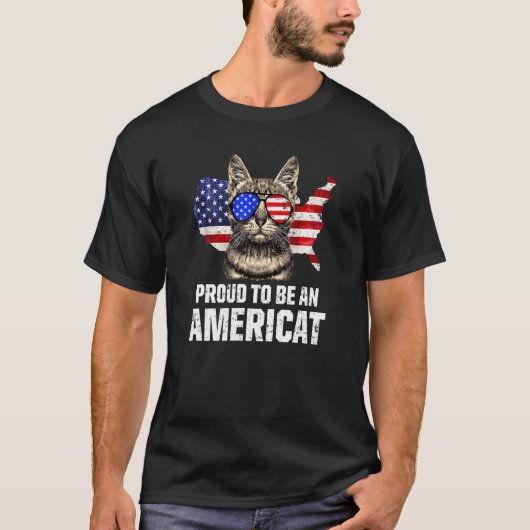 T-shirt Chat Propriétaire Us Drapeau Patriot Sunglass Usa (Devant)