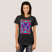 T-shirt Chat Psychedelique Minou Chat Chaton Dans Le Style (Devant entier)