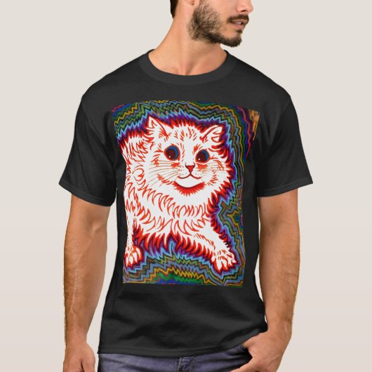 T-shirt Chat psychédélique vintage par Louis Wain (Devant)