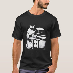 T-shirt Chat Punk Jouant de la Batterie 2