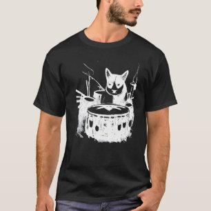 T-shirt Chat Punk Jouant de la Batterie 4