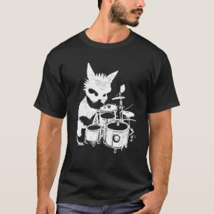 T-shirt Chat Punk Jouant de la Batterie 5
