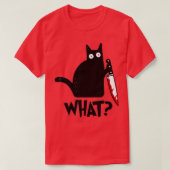 T-shirt Chat Quel Chat Noir Meurtre Chat Avec Couteau (Design devant)