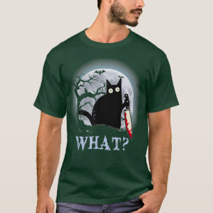 T-shirt Chat Quel Chat Noir Meurtrier Avec Costume Couteau