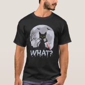 T-shirt CHAT QUEL chat noir meurtrier avec couteau Hallowe (Devant)
