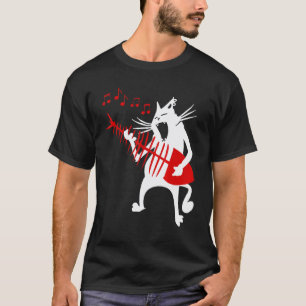 T-shirt Chat qui chante une chanson Guitariste de guitare