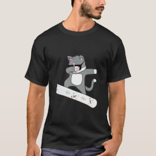 T-shirt Chat qui Dabbing Snowboard Planche à Neige Kitty C
