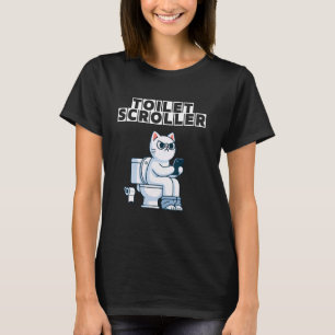 T-shirt Chat qui défile sur les toilettes, humour pour les
