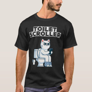 T-shirt Chat qui défile sur les toilettes, humour pour les