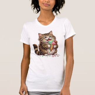 T-shirt Chat qui lèche une glace en train de fondre – Gout