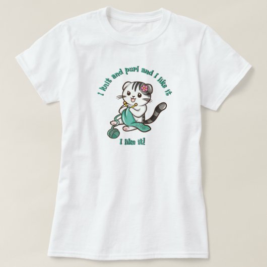 T-shirt Chat qui tricote (Design devant)