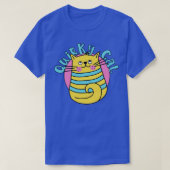 T-shirt Chat Quirty Blue Stripes Chat (Design devant)
