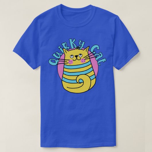 T-shirt Chat Quirty Blue Stripes Chat (Design devant)