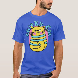 T-shirt Chat Quirty Blue Stripes Chat