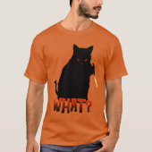 T-shirt Chat Quoi ? Chat noir meurtrier avec couteau Hallo (Devant)