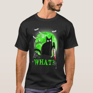 T-shirt Chat quoi drôle de chat noir T-shirt, chat meurtri