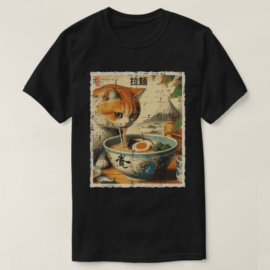 T-shirt Chat Ra Noodle japonais Anime Kawaii Chats (Design devant)