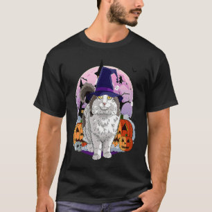 T-shirt Chat Ragamuffin Mignon Sorcière Halloween Citrouil