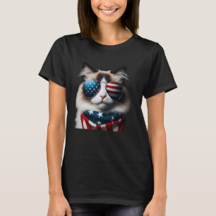 T-shirt Chat Ragdoll 4 juillet Fête de l'indépendance Prop