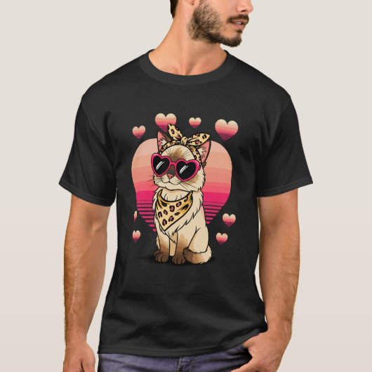 T-shirt Chat Ragdoll à la Saint-Valentin (Devant)
