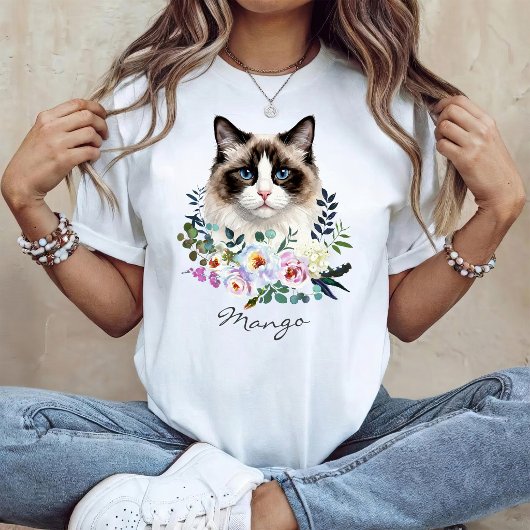 T-shirt Chat Ragdoll à l'aquarelle