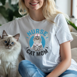 T-shirt Chat Ragdoll "Nurse Cat Mom"