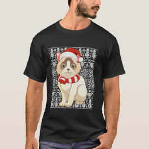 T-shirt Chat Ragdoll Portant Le Chapeau Du Père Noël Homme