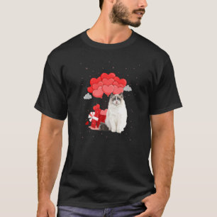 T-shirt Chat Ragdoll Saint-Valentin Cœurs Ballons