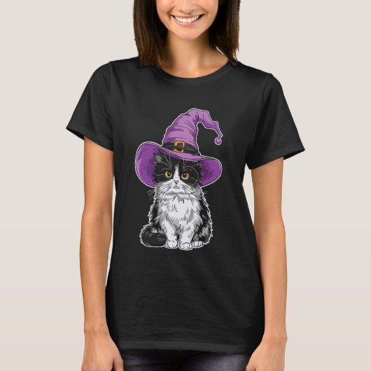 T-shirt Chat Ragdoll Sorcière Halloween (Devant)