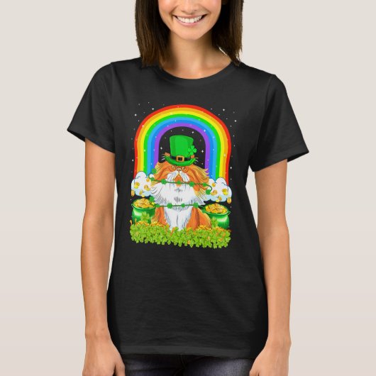 T-shirt Chat Rainbow Leprechaun Chat Perse St Patrick's (Devant)