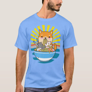 T-shirt Chat Ramen Chien Shiba Inu Japonais Kawaii mignonn