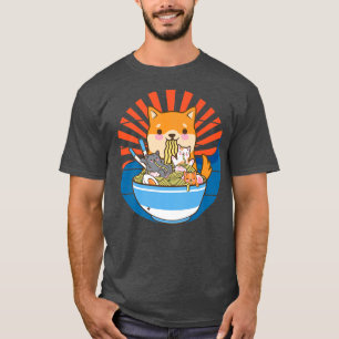 T-shirt Chat Ramen Chien Shiba Inu Japonais Kawaii mignonn