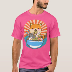 T-shirt Chat Ramen Chien Shiba Inu Japonais Kawaii mignonn