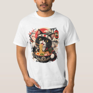 T-shirt Chat Ramen de style japonais – Joli chat noir & no