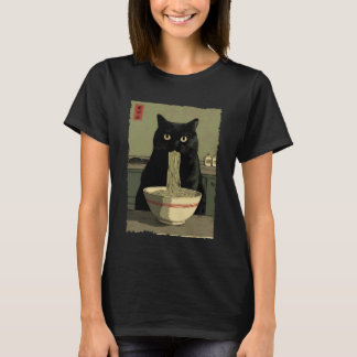 T-shirt Chat Ramen Esthétique Japonais Ukiyo-e Dessin Anim