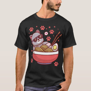 T-Shirt Chat Ramen Japonais Drôle Japonais Kawaii