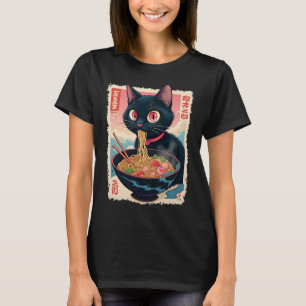 T-shirt Chat Ramen Japonais Drôle Tee - shirts Graphiques