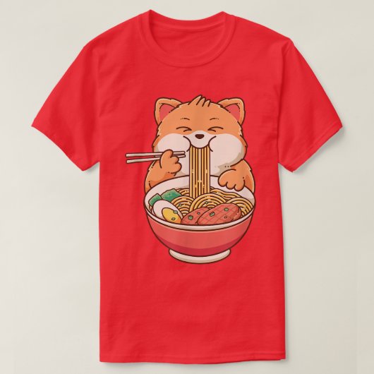 T-shirt Chat Ramen Kawaii Anime Filles Nourriture Japonais (Design devant)