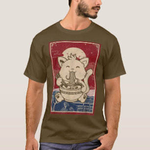 T-shirt Chat Ramen Kawaii Neko Anime Otaku Amateur de Chat