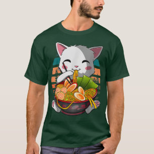 T-shirt Chat Ramen Kawaii, Neko Japonais Nouille Drôle Ani