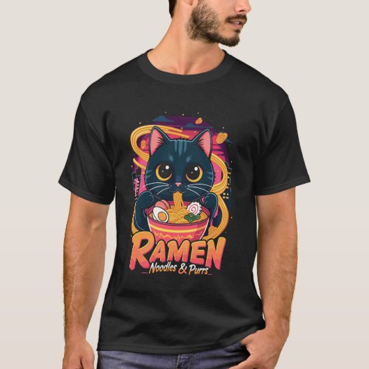 T-shirt Chat Ramen - Nouilles & Ronrons (Devant)