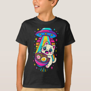 T-shirt Chat Ramen Ufo Japonais Anime Femmes Gi Drôle Kawa