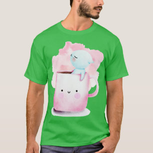 T-shirt Chat refroidissant dans une tasse de café