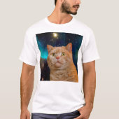 T-shirt Chat regardant l'espace (Devant)
