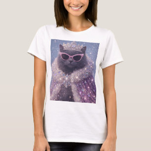 T-shirt Chat reine glamour portrait de fantaisie scintilla