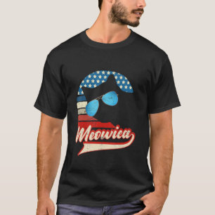 T-shirt Chat Rétro 4 Juillet Meowica Merica Hommes Usa Ame