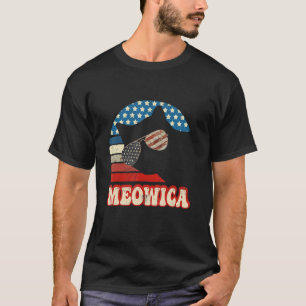 T-shirt Chat Retro 4 juillet Meowica Merica Hommes Usa Ame
