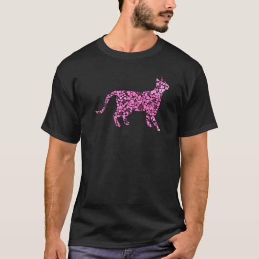 T-shirt Chat Rétro à Coeurs Chat Vintage (Devant)